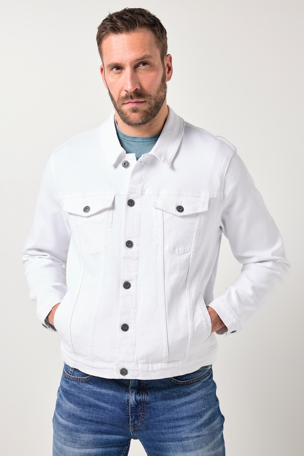 JP1880 Jeansjacke, 4 Taschen, Knopfleiste, bis 8 XL