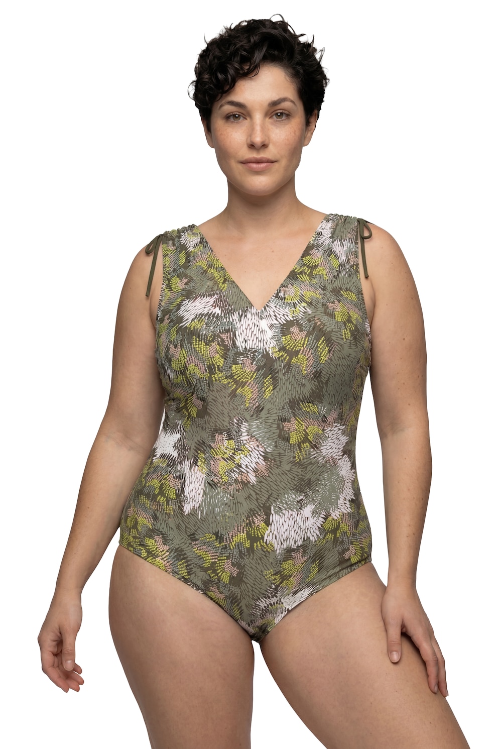 Stora storlekar Baddräkt, Dam, grön, storlek: 56, Polyester/Elastan, Ulla Popken