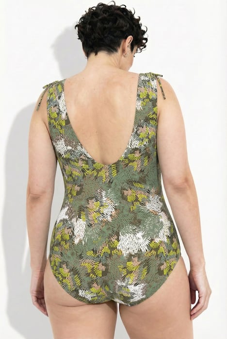 Maillot de bain à bonnets souples, motif jungle, matière recyclée