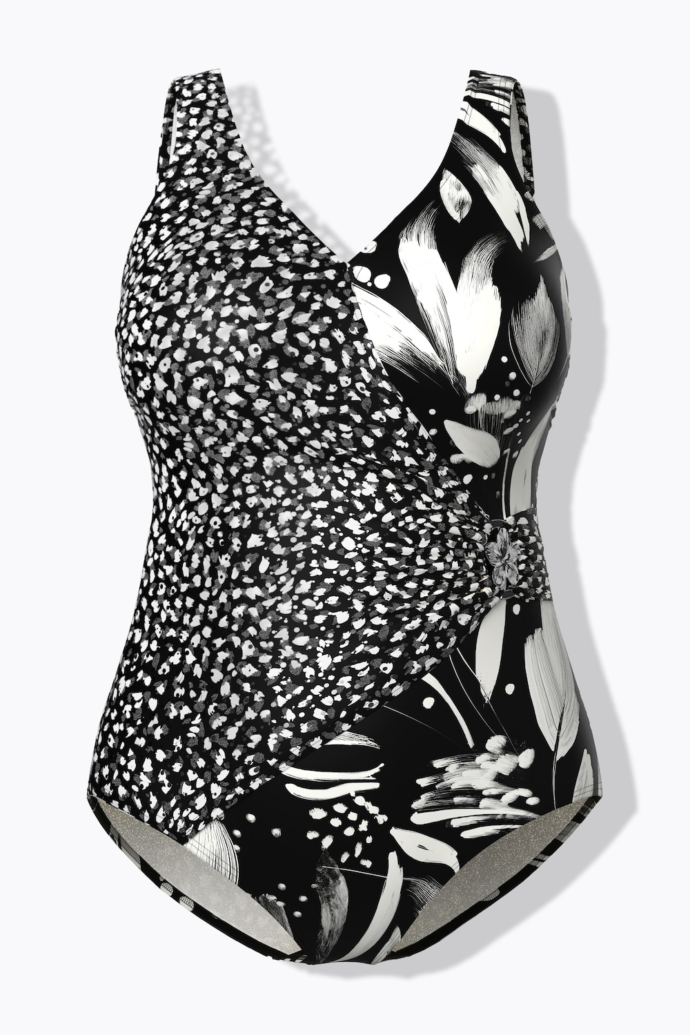 Badeanzug, Wickeleffekt, Softcups, Zierring