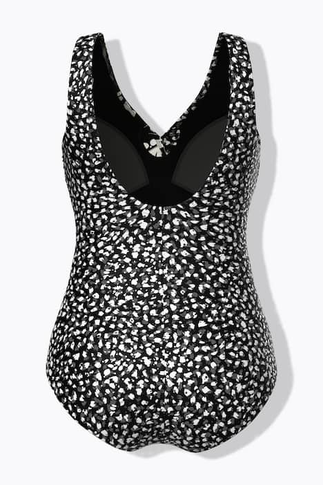 Maillot de bain effet cache-cœur, bonnets souples, anneau fantaisie