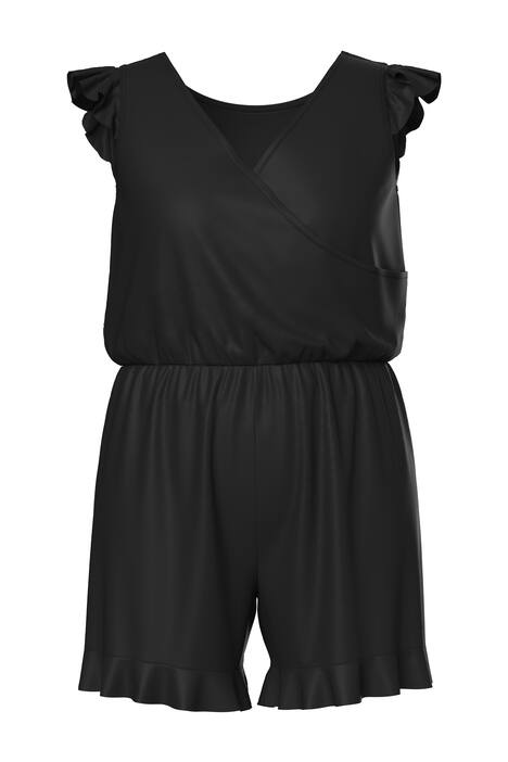 Plavkové šaty s měkkými košíčky, šortkami, krátkými volánovými rukávy, nastavitelná ramínka