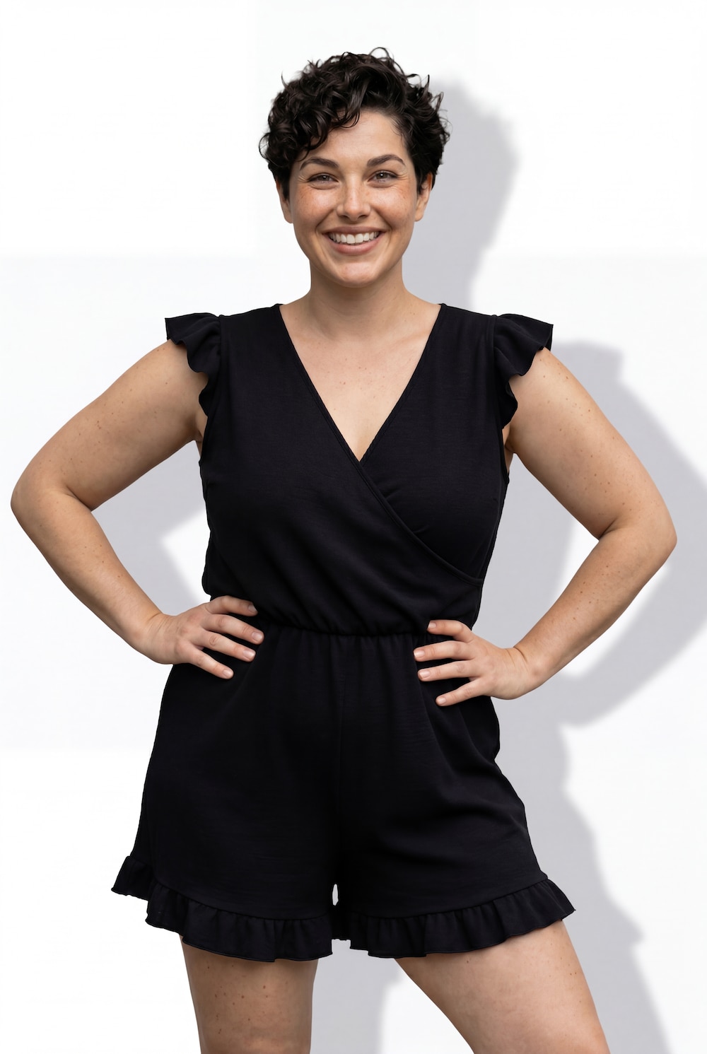 Badekleid, Softcups, Shorts, Flügelärmel, Träger verstellbar