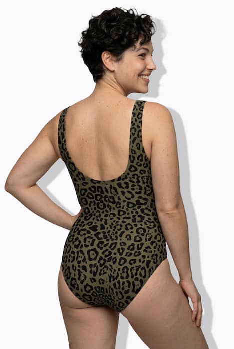 Badeanzug, Leomuster, ohne Softcups, Rundhals