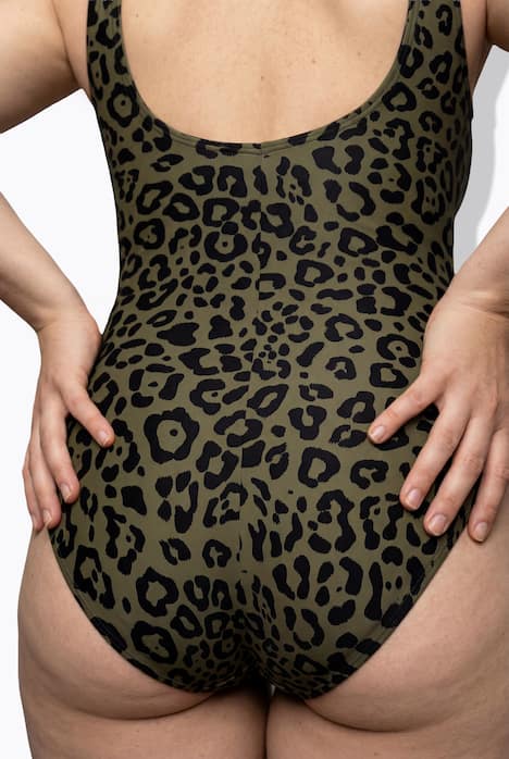 Badeanzug, Leomuster, ohne Softcups, Rundhals