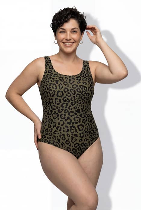 Badeanzug, Leomuster, ohne Softcups, Rundhals