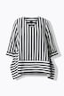 Lyocell-Bluse, Streifen, Zipfelsaum, V-Ausschnitt, 3/4-Arm