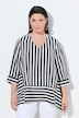 Lyocell-Bluse, Streifen, Zipfelsaum, V-Ausschnitt, 3/4-Arm