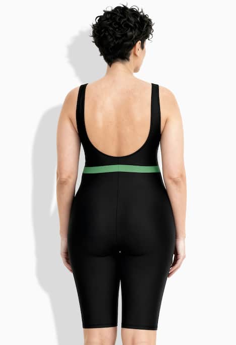 Kostium kąpielowy, długie nogawki, bez miękkich miseczek, z materiału pochodzącego z recyklingu