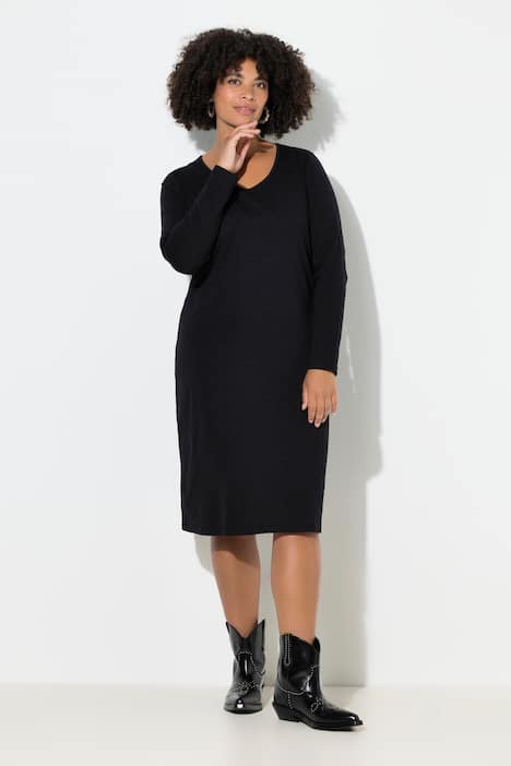 Jerseykleid, körpernahe A-Linie, Langarm