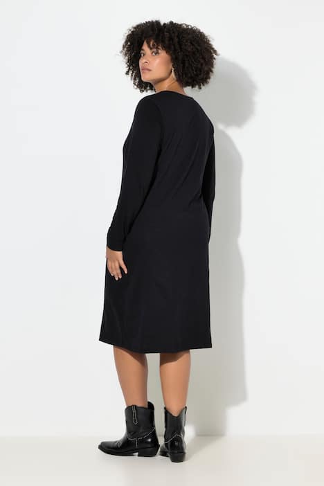 Jerseykleid, körpernahe A-Linie, Langarm