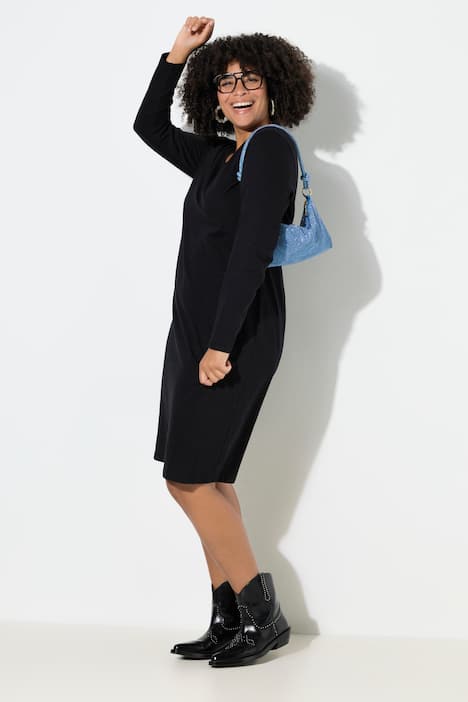 Jerseykleid, körpernahe A-Linie, Langarm