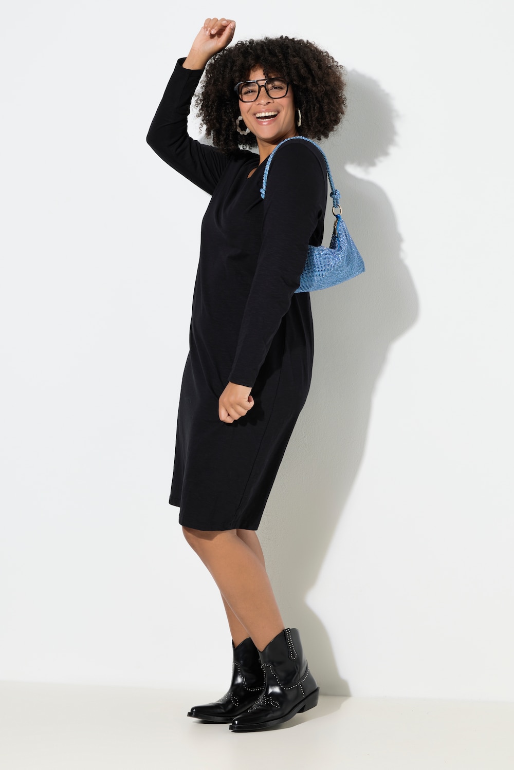 Jerseykleid, körpernahe A-Linie, Langarm