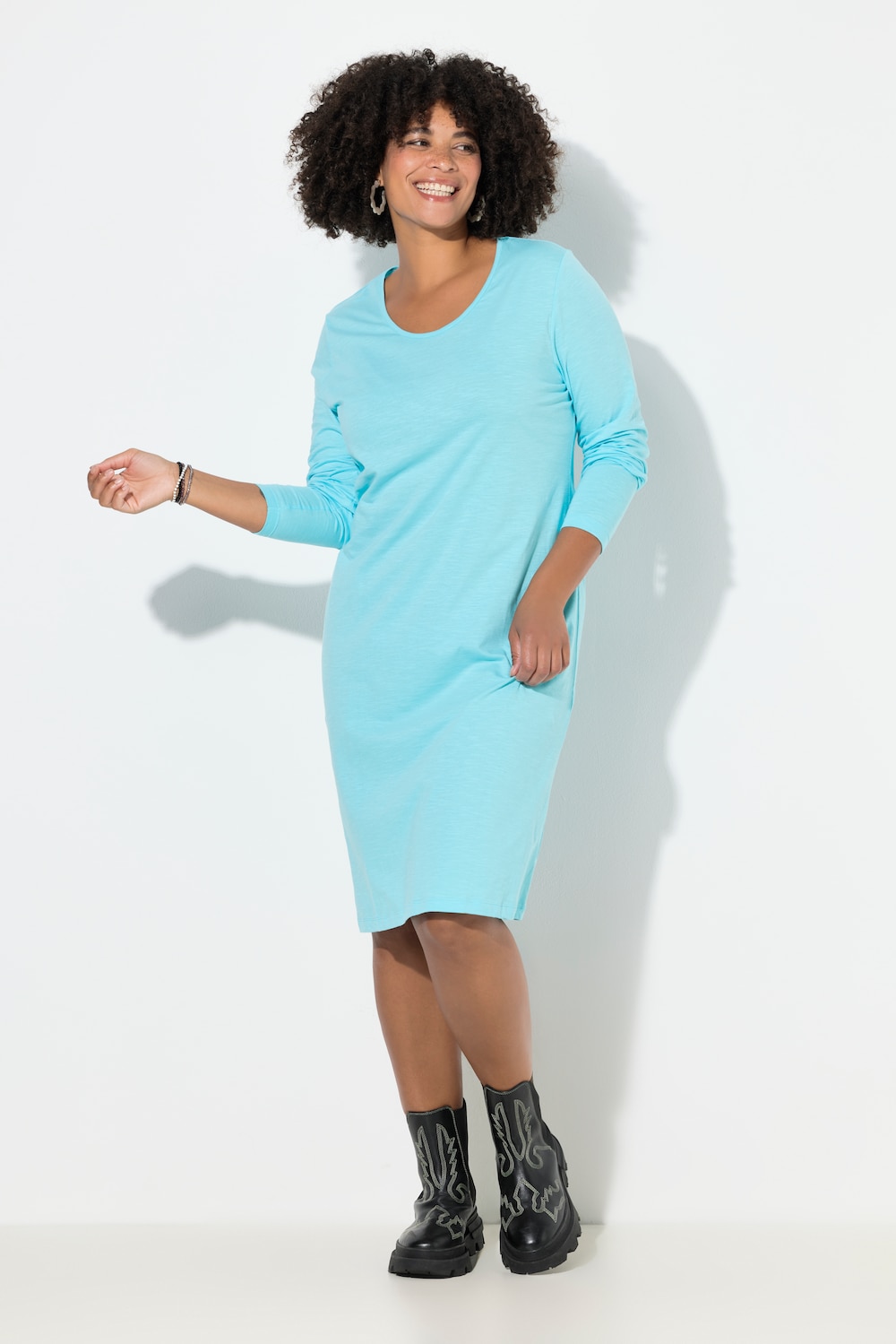 Jerseykleid, körpernahe A-Linie, Langarm