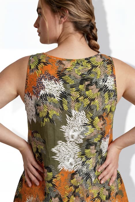 Midikleid, Maske, A-Linie, Rundhals, ärmellos