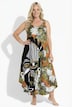 Mask Motif Abstract Print Dress