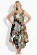 Mask Motif Abstract Print Dress