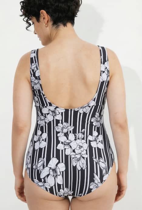 Badeanzug, Blütenstreifen, Softcups, recycelt