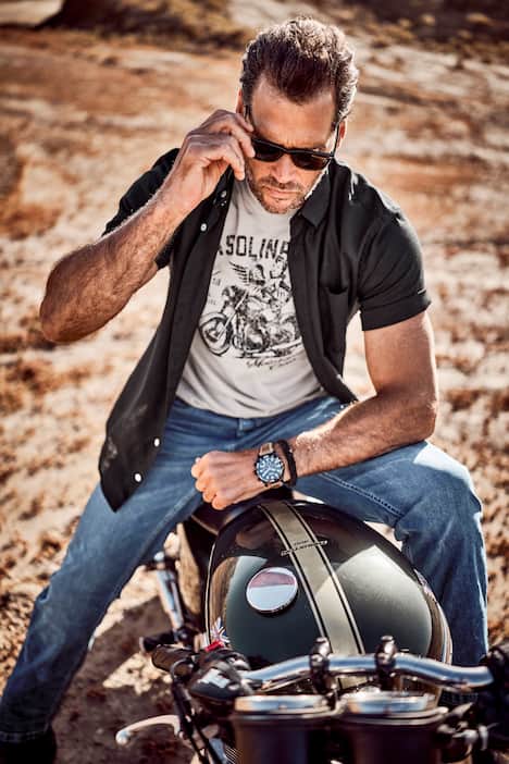 JP1880 T-shirt, korte mouwen, borstprint, vintage look, tot 8XL