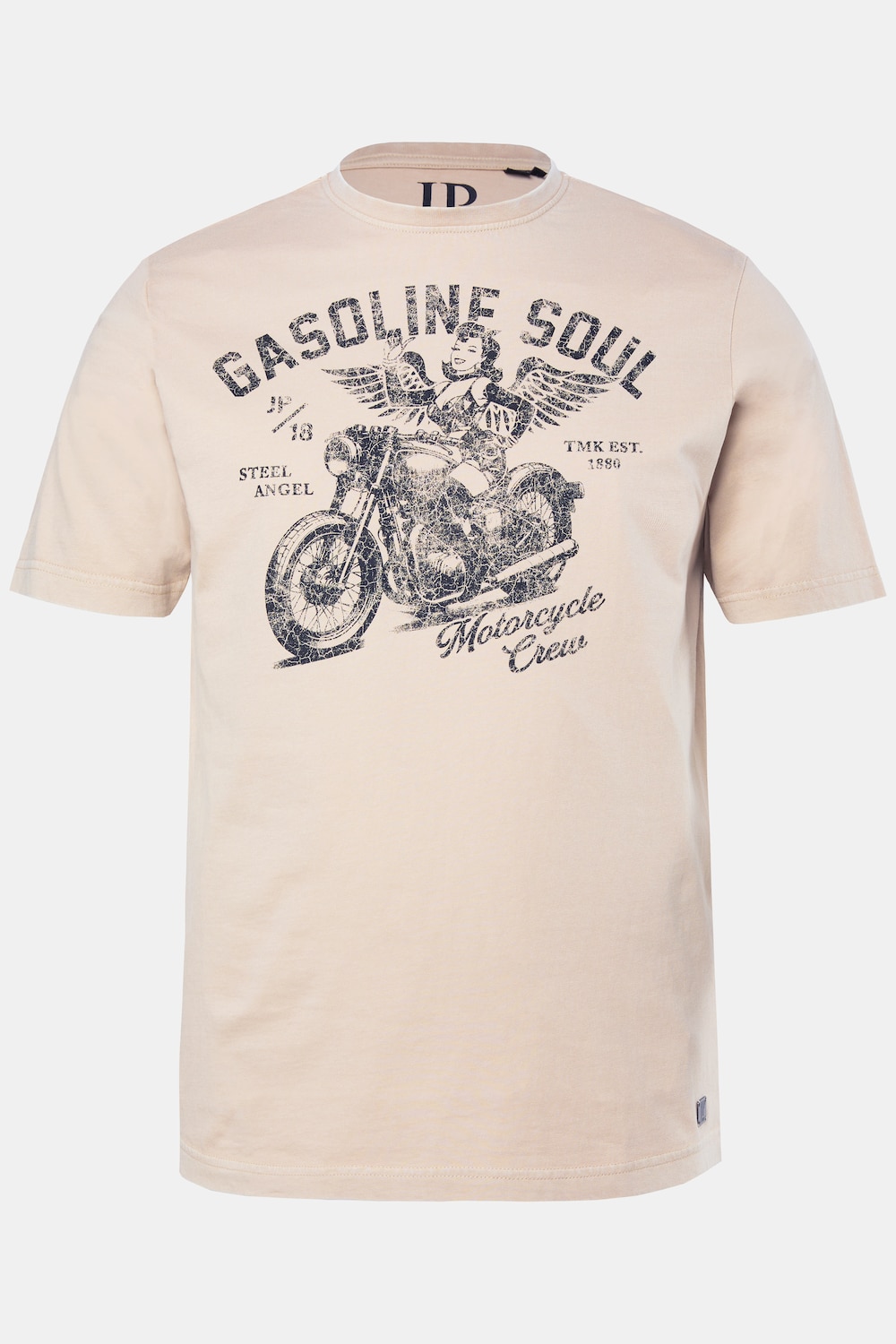 JP1880 T-shirt, korte mouwen, borstprint, vintage look, tot 8XL