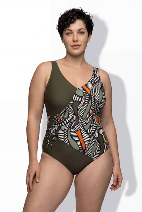 Badeanzug, Wickeleffekt, Softcups, Zierbänder