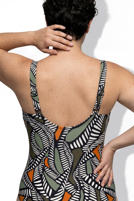 Badeanzug, Wickeleffekt, Softcups, Zierbänder