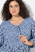 Gerimpelde blouse, met motief, ronde hals, 3/4-mouw, crêpe