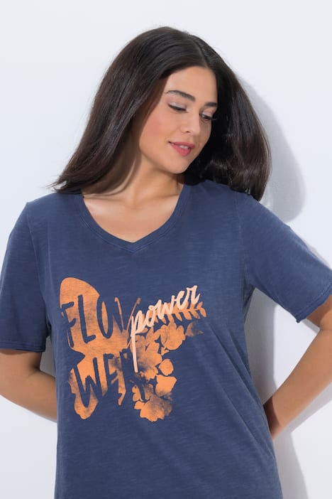 T-shirt, vlinder, Classic, V-hals, korte mouwen