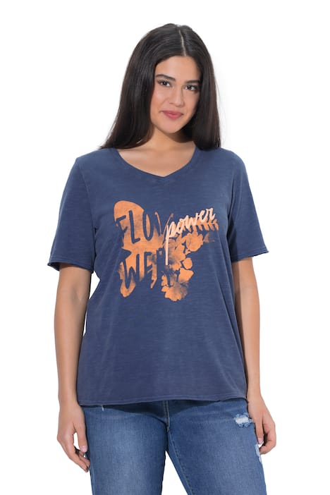 Tričko, motýl, klasický střih, V výstřih, polo rukávy