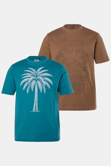 JP1880 T-Shirt, 2er-Pack, Halbarm, Brustprint, bis 8 XL