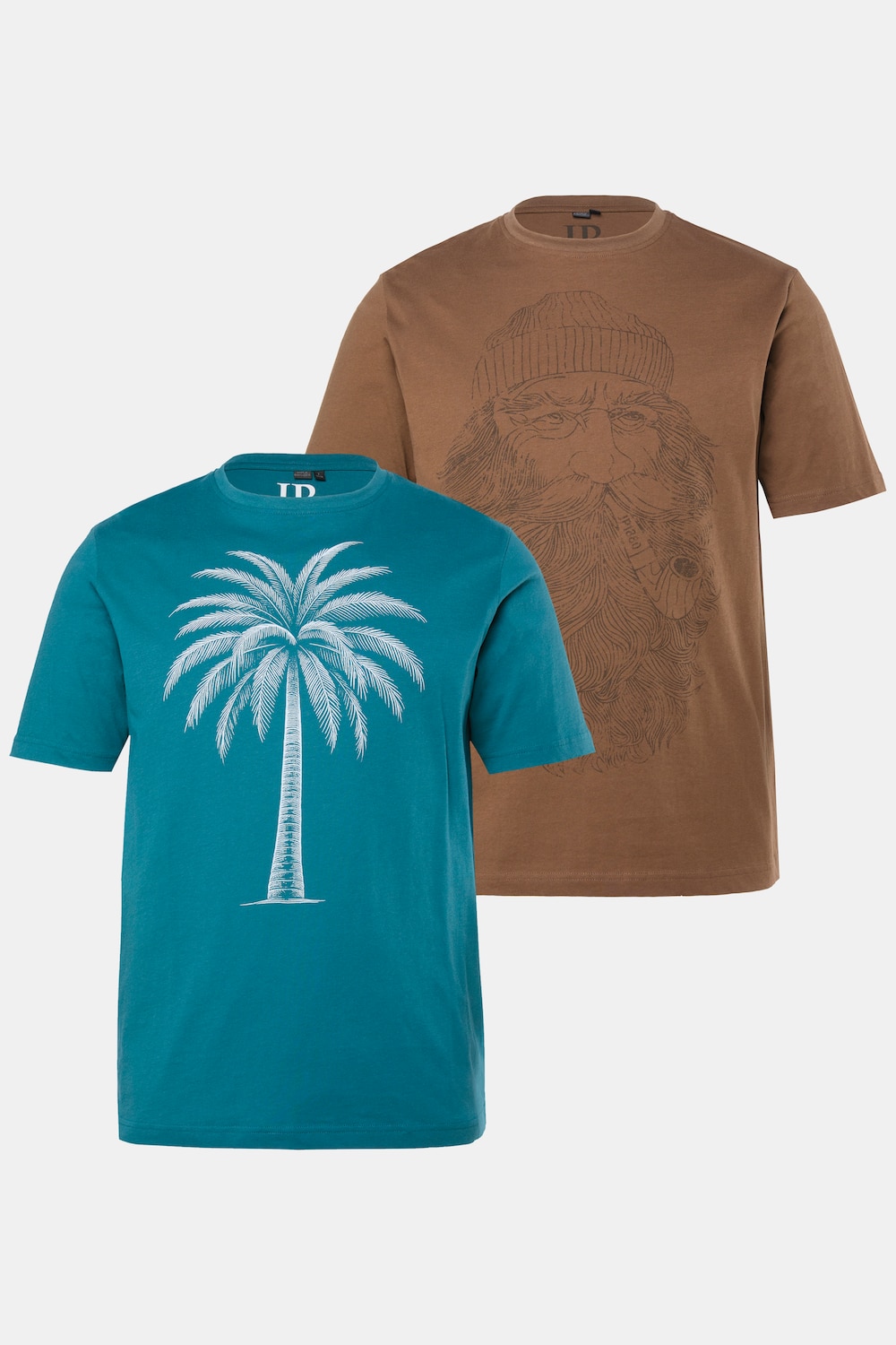 JP1880 T-Shirt, 2er-Pack, Halbarm, Brustprint, bis 8 XL