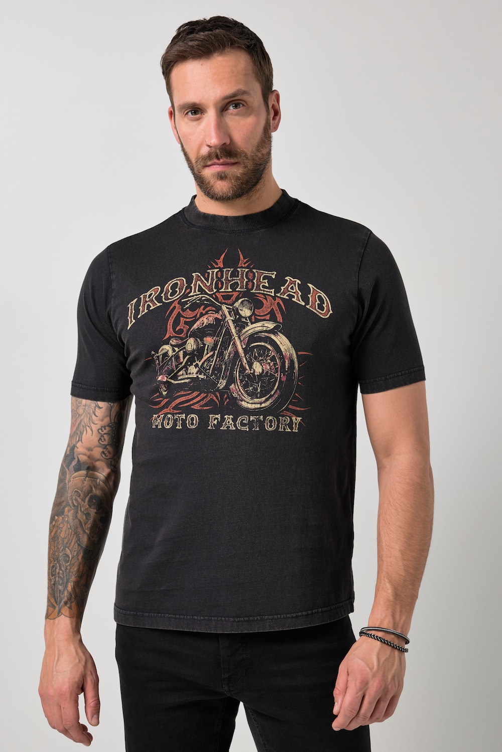 JP1880 T-Shirt, Halbarm, Brustprint, Vintage Look, bis 8 XL