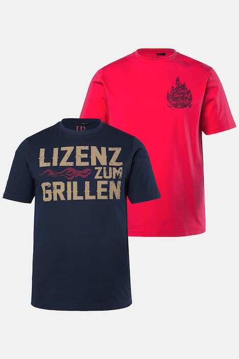 JP1880 T-Shirt, 2er-Pack, Halbarm, Brustprint, bis 8 XL