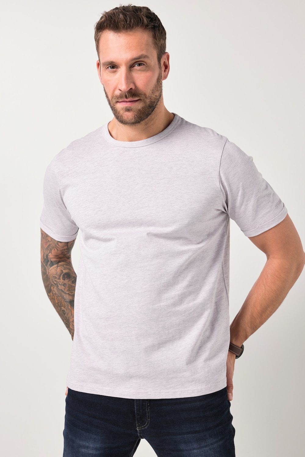 JP1880 T-Shirt, Halbarm, Melange-Jersey, bis 8 XL