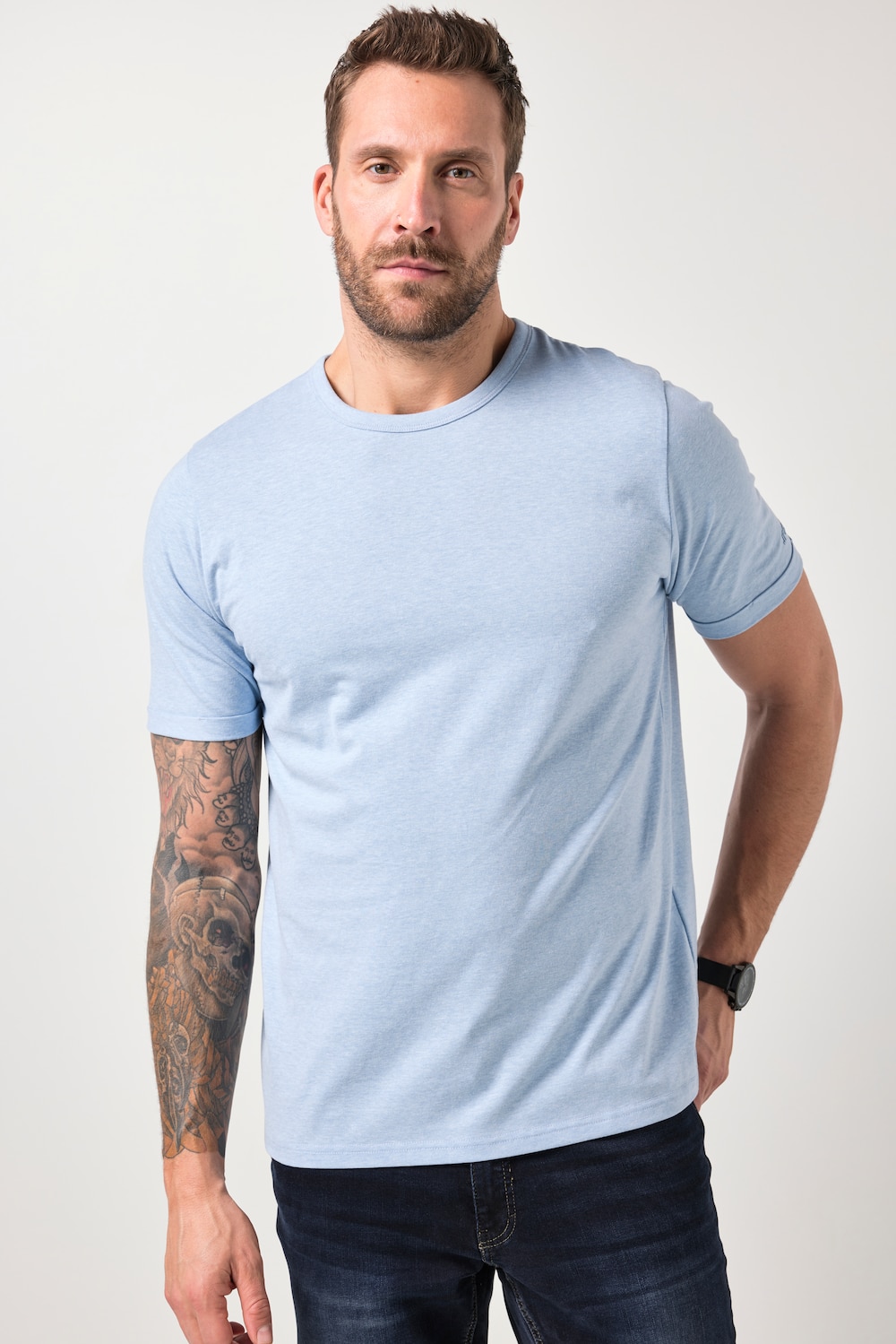 JP1880 T-Shirt, Halbarm, Melange-Jersey, bis 8 XL