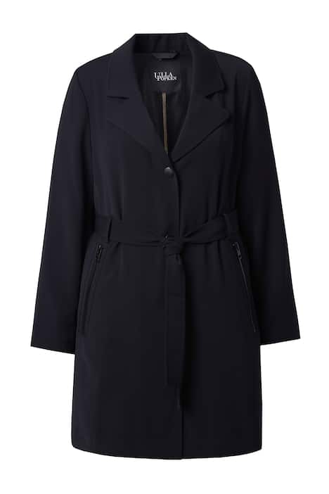 Trenčkot, A střih, klopový límec, vázací pásek