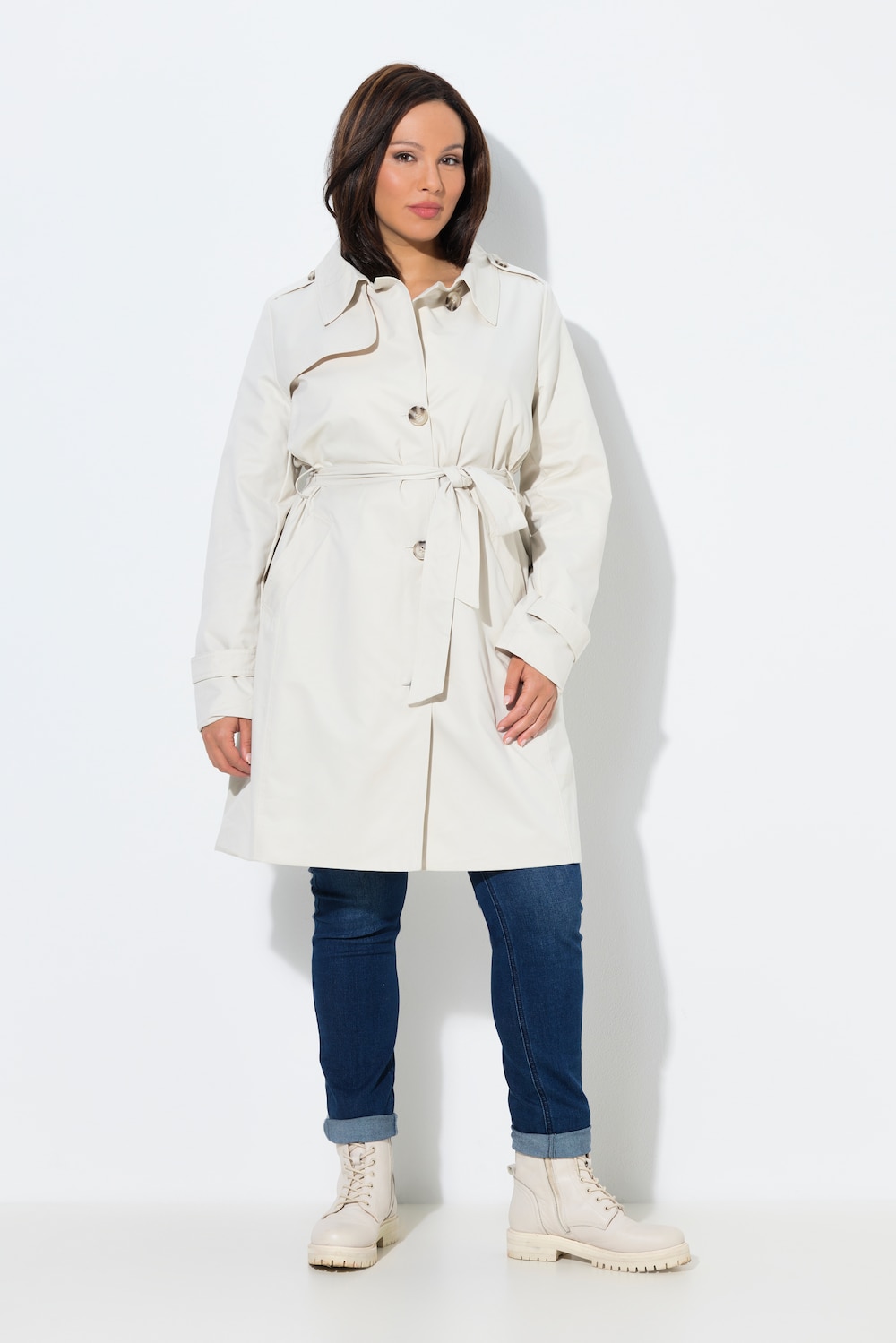 Große Größen Trenchcoat, Damen, beige, Größe: 58/60, Polyester/Baumwolle, Ulla Popken