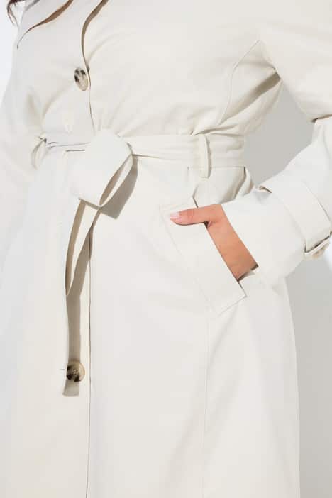 Trench-coat en tissu micropeach, ceinture à nouer, coupe évasée
