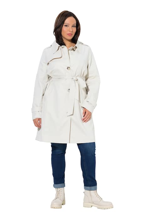 Trenčkot, A střih, mikropeach materiál, vázací pásek