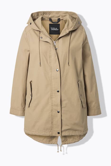Baumwoll-Parka, A-Linie, Kapuze, hinten länger