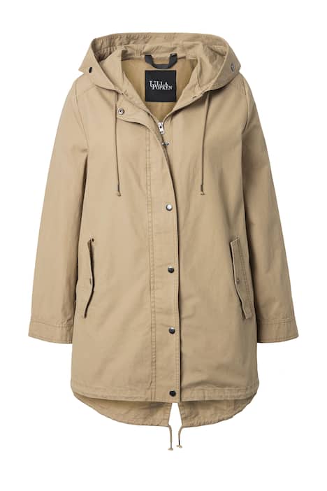 Bavlněná parka, A střih, kapuce, vzadu delší