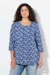 Shirt, Blüten, A-Linie, Zierfalten, Rundhals, 3/4-Arm