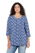 Tričko, květinový vzor, A-linie, ozdobné záhyby, kulatý výstřih, 3/4 rukávy