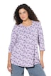 Tričko, květinový vzor, A-linie, ozdobné záhyby, kulatý výstřih, 3/4 rukávy
