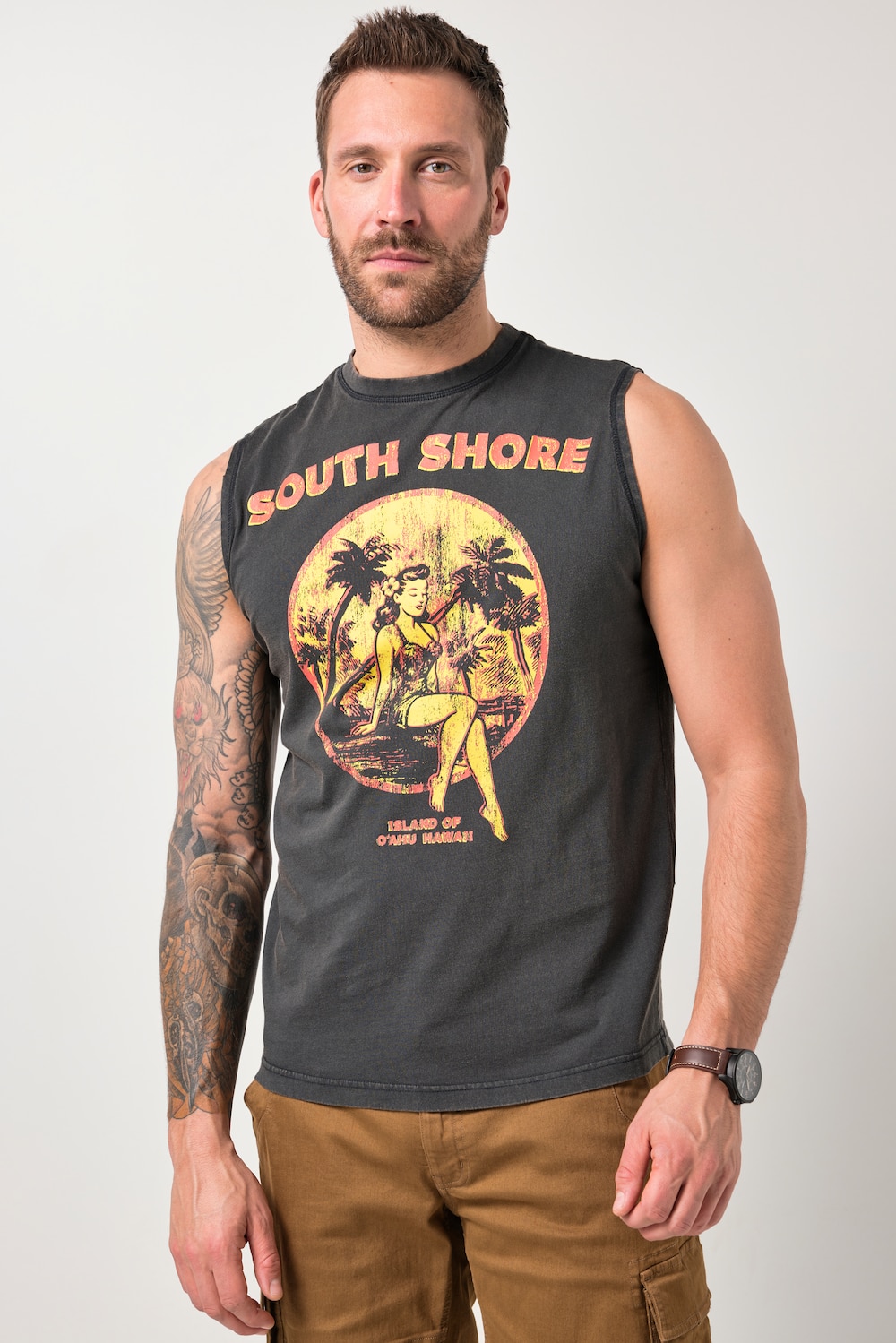 JP1880 Tanktop, Brustprint, Vintage Look, bis 8 XL