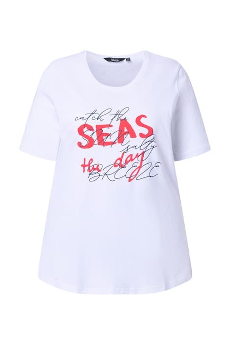 Tričko, motiv s nápisem, klasický střih, kulatý výstřih, polo rukávy