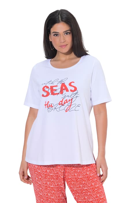 Tričko, motiv s nápisem, klasický střih, kulatý výstřih, polo rukávy