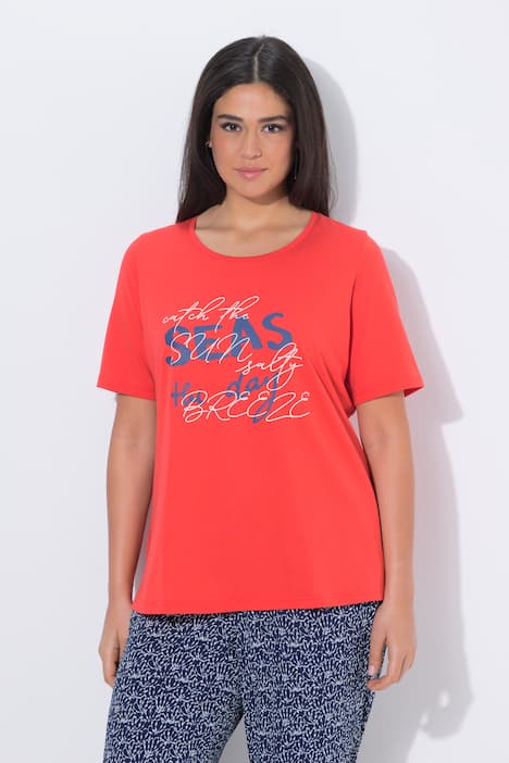 T-Shirt, Schriftmotiv, Classic, Rundhals, Halbarm