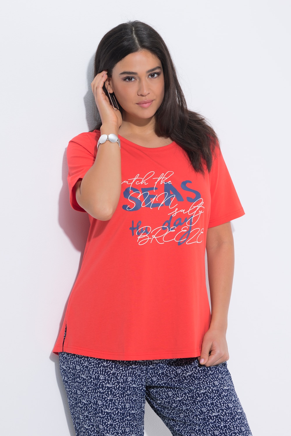 T-Shirt, Schriftmotiv, Classic, Rundhals, Halbarm