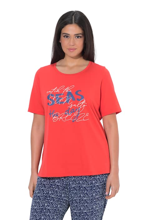 Tričko, motiv s nápisem, klasický střih, kulatý výstřih, polo rukávy